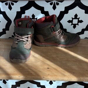 See Kai Run Olive Green and Brown Kids High-Top Boots